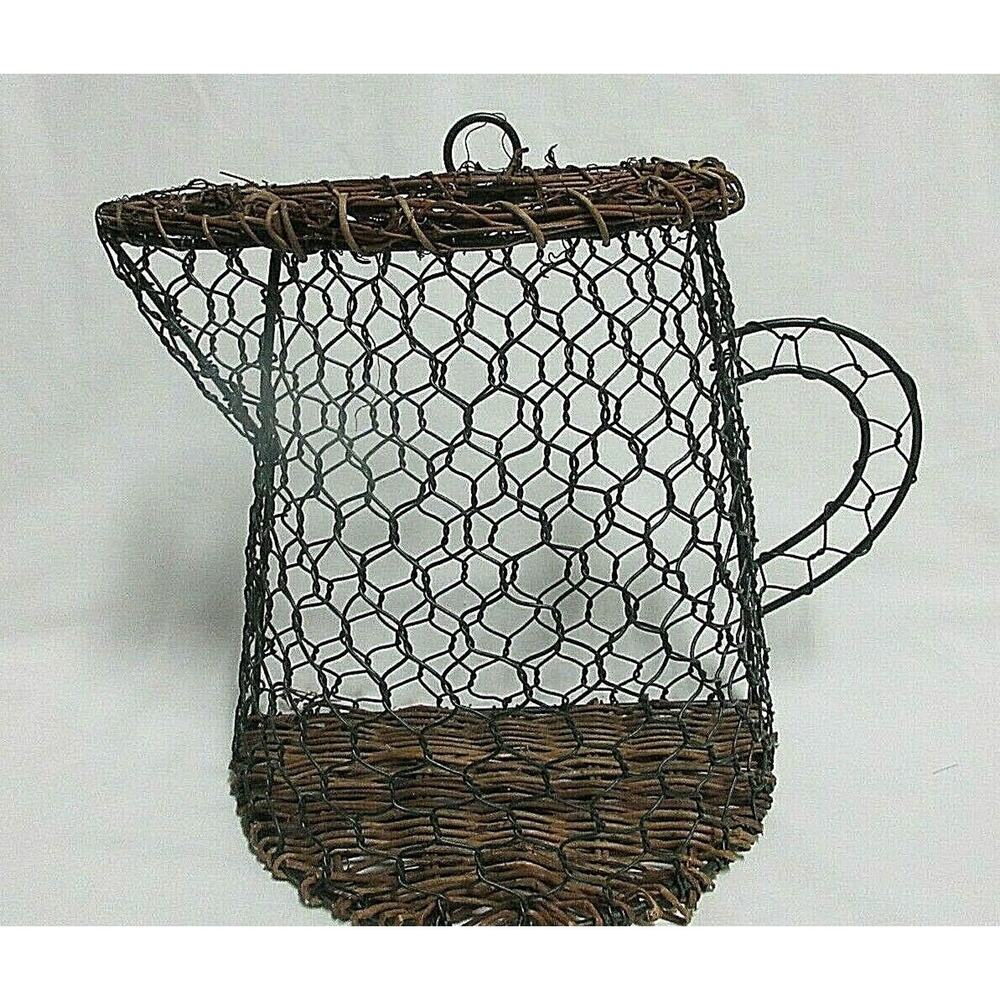 Chicken Wire Wall Pocket Coffee Pot/Pitcher Basket Country Farmhouse Decor